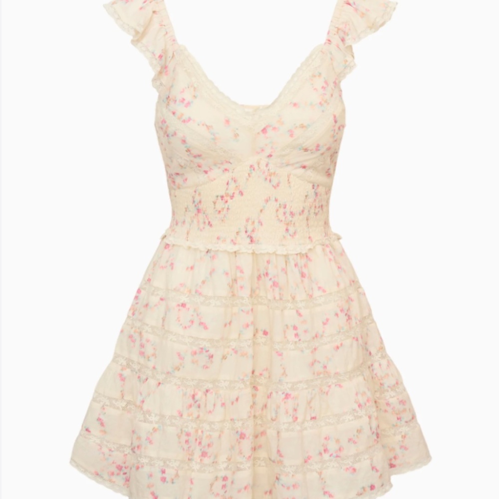 LoveShackFancy 'Finny' Cotton Luna Rose Fleur Mini Dress In Magnolia (NWT)